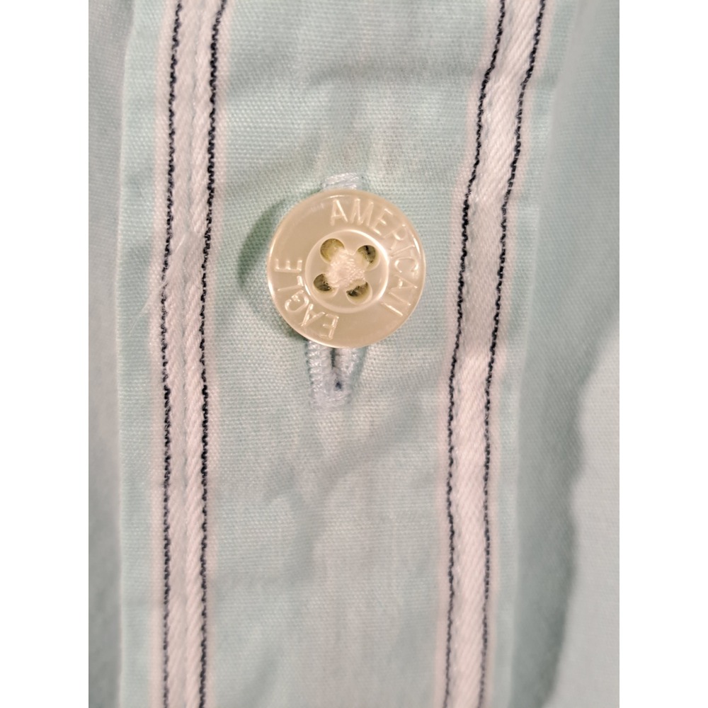 American Eagle Mens Vintage Fit Striped Button Down Shirt Mint Green Small 0668 - Picture 6 of 11